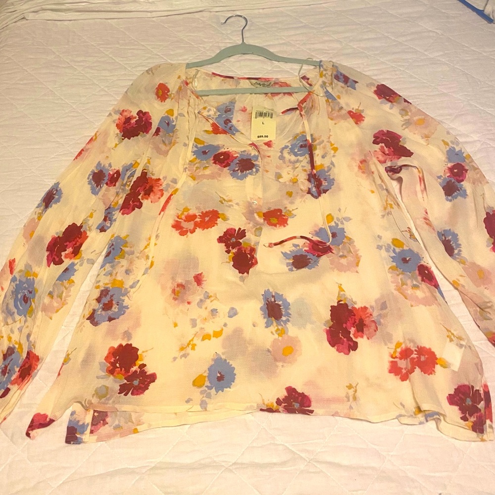 Lucky Brand sheer floral blouse